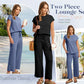 ⏳Begrenzte Zeit 50% Rabatt💥2025 Neue Frauen Casual Cap Sleeve Top Wide Leg Crop Pants Zweiteilige Sets