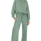 2024 Spring Drawstring Sweatshirt Wide Leg Sweatpant Lounge Set Tracksuit