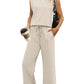 ⏳Begrenzte Zeit 50% Rabatt💥2025 Neue Frauen Casual Cap Sleeve Top Wide Leg Crop Pants Zweiteilige Sets
