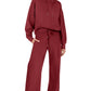 2024 Spring Drawstring Sweatshirt Wide Leg Sweatpant Lounge Set Tracksuit