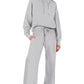 2024 Spring Drawstring Sweatshirt Wide Leg Sweatpant Lounge Set Tracksuit