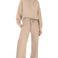 2024 Spring Drawstring Sweatshirt Wide Leg Sweatpant Lounge Set Tracksuit