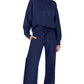 2024 Spring Drawstring Sweatshirt Wide Leg Sweatpant Lounge Set Tracksuit