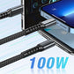 Chargement super rapide 100w, câble de données transparent 3-en-1