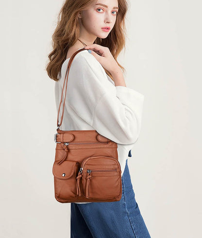 ⏰HOT SALE?Multi-Pocket Crossbody Bag Soft Leather Shoulder Purse Bag