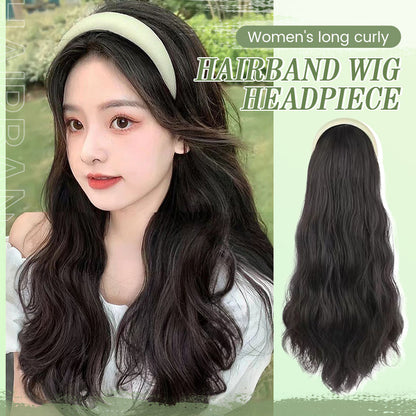 Women's long curly hairband wig headpiece