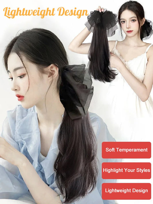 [Gentle and Sweet] Bow Knot Grab Clip Wig