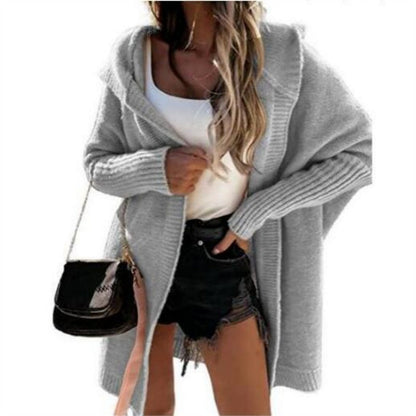 Women's Autumn Knit Open Front Hooded Coat