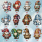 Wooden Dwarf Christmas Tree Ornaments Set (12pcs)