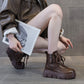 Bottes en cuir avec doublure en peluche pour femmes