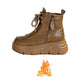 Bottes en cuir avec doublure en peluche pour femmes