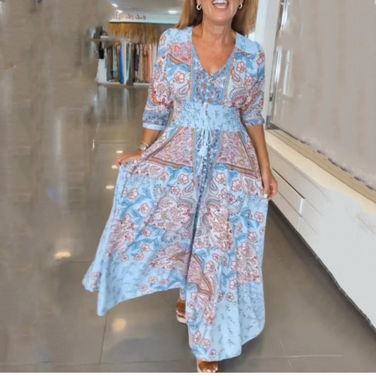 🌸Saisonaler Bestseller mit 55 % Rabatt 🔥 Elegantes langes Blumenkleid für Damen