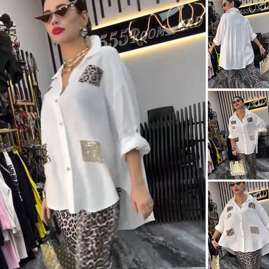⏳Begrenzte Zeit 50% Rabatt💥Damen lässiges, modisches zweiteiliges Set mit Leopardenmuster