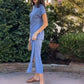 Damen T-Shirt Maxikleid mit Seitenschlitz