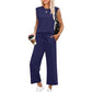 ⏳Begrenzte Zeit 50% Rabatt💥2025 Neue Frauen Casual Cap Sleeve Top Wide Leg Crop Pants Zweiteilige Sets
