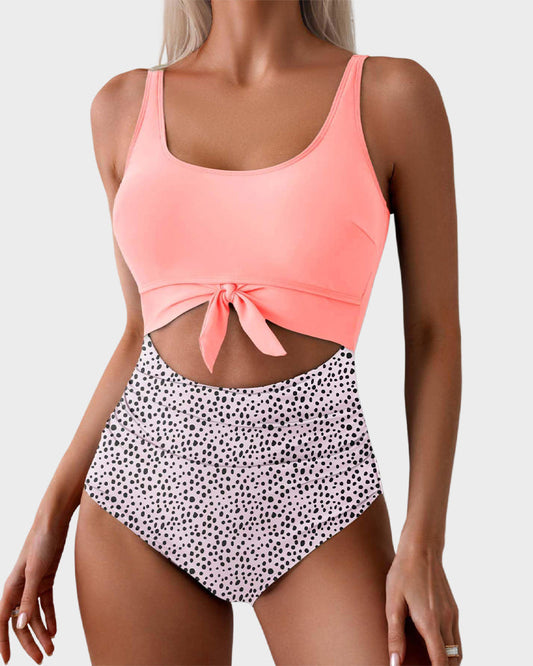 🏖️💓2025 Sommer-Hot-Sale - 50% Rabatt🩱Einteiliger Badeanzug mit gerafftem Knoten und Bauchkontrolle