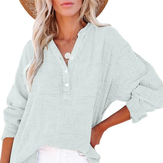 ⏳Begrenzte Zeit 50% Rabatt💥2025 Neue lässige Langarm-Mesh-Bluse mit Knopfverschluss für Damen