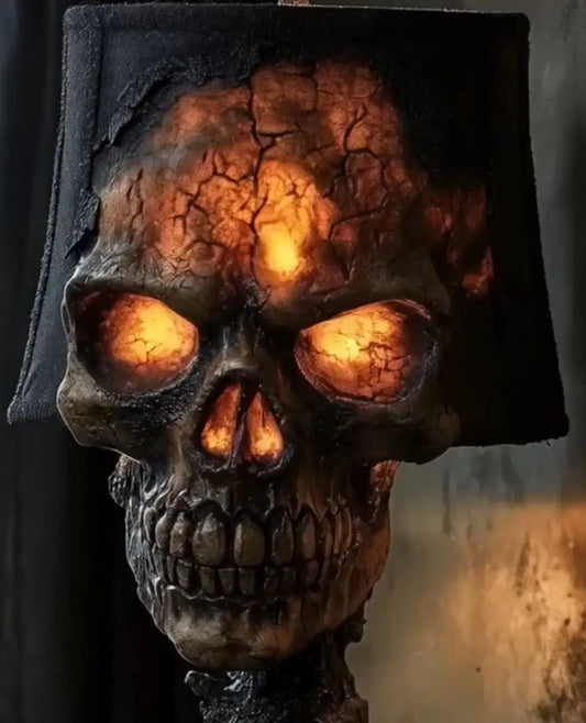 ⏳Begrenzte Zeit 50% Rabatt💥LED-Totenkopf Lampe mit Flammeneffekt ✨ – Handmade, Energiesparend & Perfekt für Partys! (20cm, USB-Betrieb)